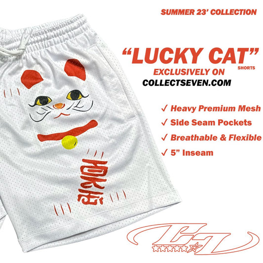 White "Lucky Cat" Shorts - COLLECT7